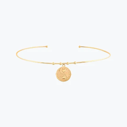 14 Ayar Altın, Sarı renk, 7.37 g özellikli Kalpler Damga Uçlu Tel Choker