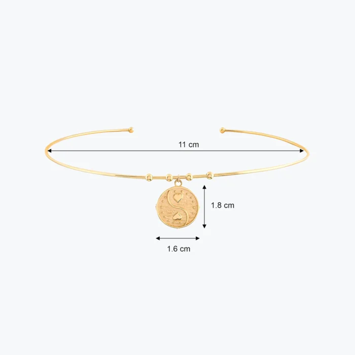 Kalpler Damga Uçlu Tel Choker, 14 Ayar Altın, Sarı renk, 7.37 g, detay görünümü