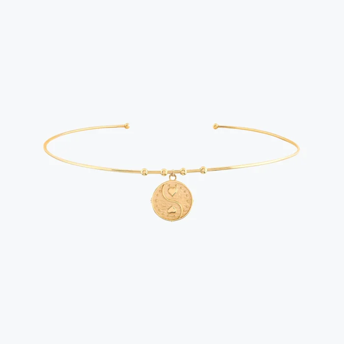 Kalpler Damga Uçlu Tel Choker 1 14 Ayar Altın, Sarı renk, 7.37 g özellikli Kalpler Damga Uçlu Tel Choker