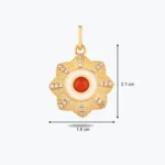 Kırmızı Taşlı Çiçek Madalyon Kolye Charm 3 Kırmızı Taşlı Çiçek Madalyon Kolye Charm, 14 Ayar Altın, Sarı renk, 1.86 g, galeri görünümü