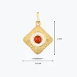 Kırmızı Taşlı Etnik Madalyon Kolye Charm 3 14 Ayar Altın, Sarı renk, 1.55 g özellikli Kırmızı Taşlı Etnik Madalyon Kolye Charm tasarım detay görünümü