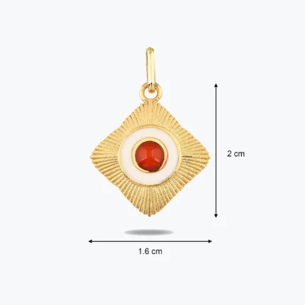 14 Ayar Altın, Sarı renk, 1.55 g özellikli Kırmızı Taşlı Etnik Madalyon Kolye Charm tasarım detay görünümü