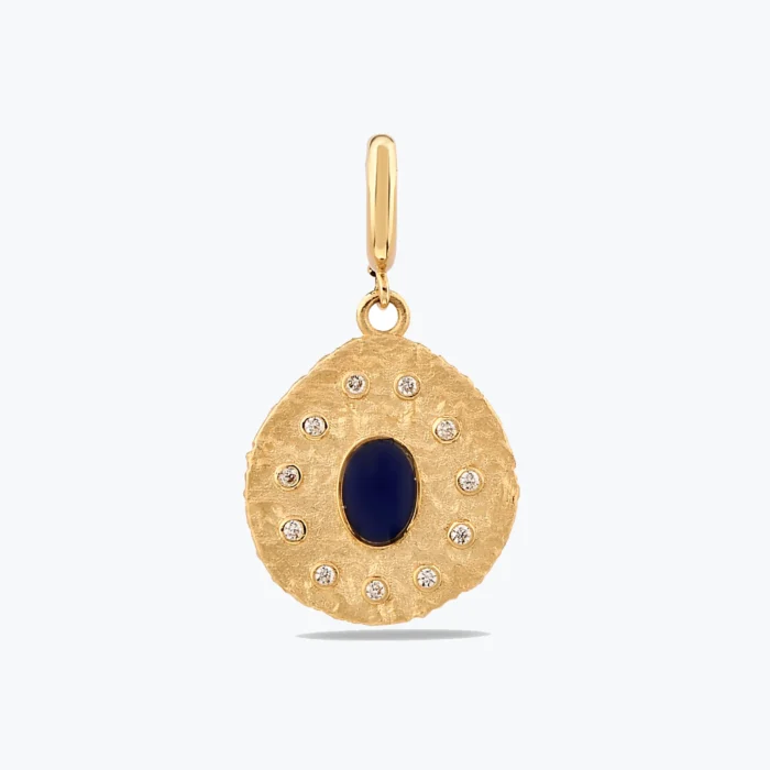 Lacivert Asimertik Madalyon Charm 1 Lacivert Asimertik Madalyon Charm, 14 Ayar Altın, Sarı renk, 3.26 g