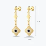 Güneş Motifli Lacivert Mineli Sallantılı Altın Küpe 3 14 Ayar Altın, Sarı renk, 3.44 g özellikli Güneş Motifli Lacivert Mineli Sallantılı Altın Küpe detay görünümü