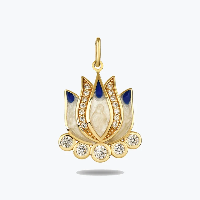 Lacıvert Lotus Kolye Charm 1 Lacıvert Lotus Kolye Charm, 14 Ayar Altın, Sarı renk, 3.25 g