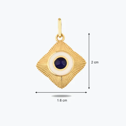 Lacivert Taşlı Etnik Madalyon Kolye Charm, 14 Ayar Altın, Sarı renk, 1.58 g, yakın plan görünümü