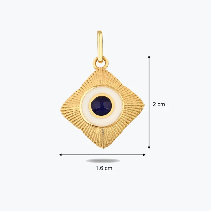 Lacivert Taşlı Etnik Madalyon Kolye Charm, 14 Ayar Altın, Sarı renk, 1.58 g, yakın plan görünümü