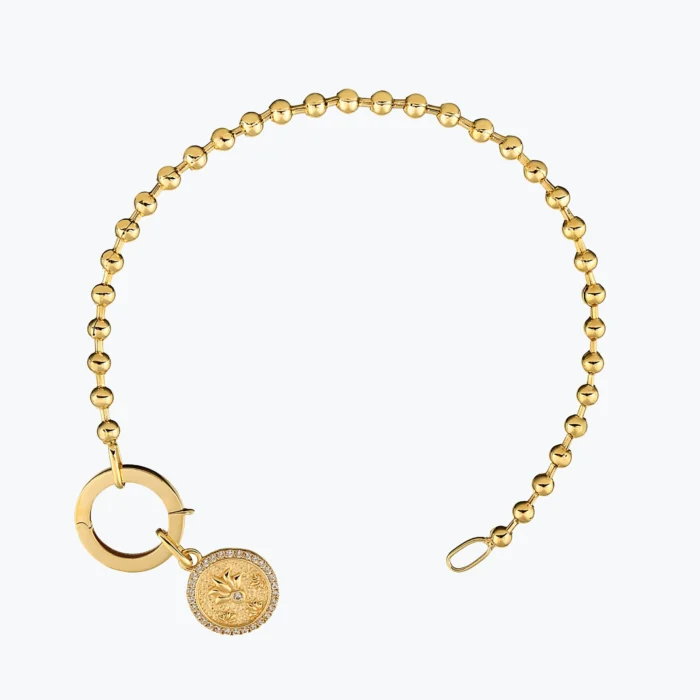 14 Ayar Altın, Sarı renk, 5.03 g özellikli Altın Dorika Zincirli Lotus Madalyon Charm Bileklik