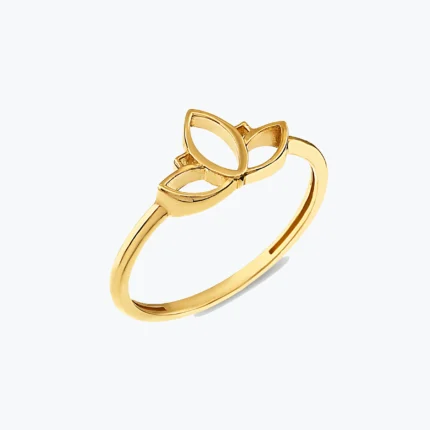 Taşsız Minimal Lotus Çiçeği Altın Yüzük – 14 Ayar Altın, Sarı renk, 1.25 g