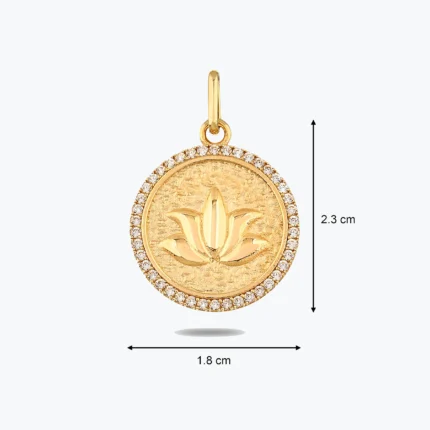 Lotus Damga Kolye Charm, 14 Ayar Altın, Sarı renk, 2.59 g, galeri görünümü
