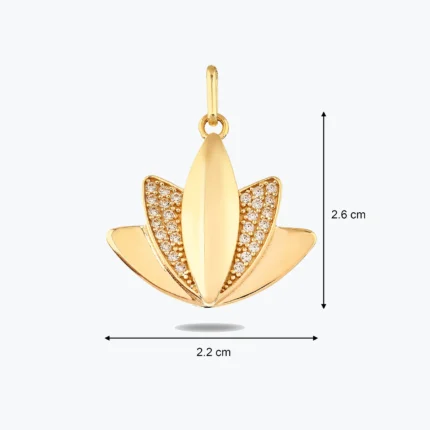 Taşlı Lotus Çiçeği Altın Charm kolye, 14 Ayar Altın, Sarı renk, 2.38 g, galeri görünümü
