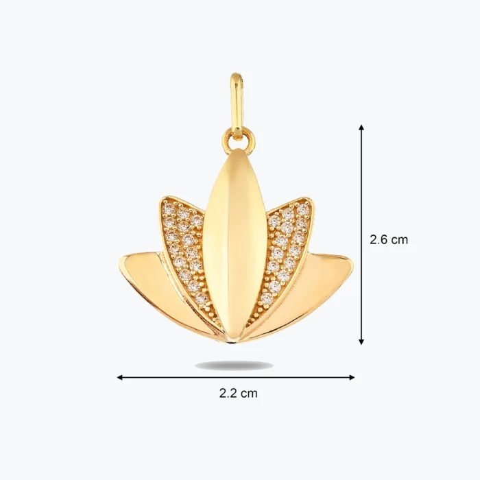 Taşlı Lotus Çiçeği Altın Charm kolye, 14 Ayar Altın, Sarı renk, 2.38 g, galeri görünümü