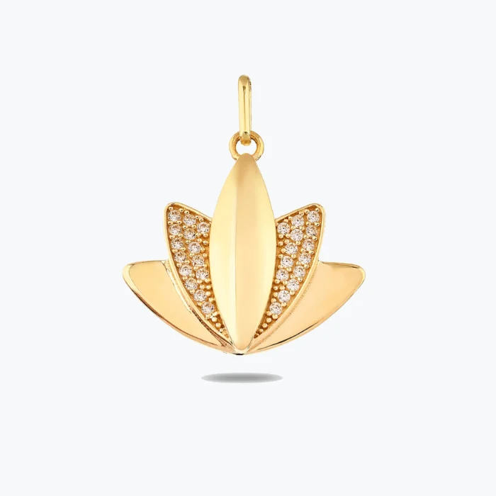 Taşlı Lotus Çiçeği Altın Charm kolye 1 Taşlı Lotus Çiçeği Altın Charm kolye, 14 Ayar Altın, Sarı renk, 2.38 g