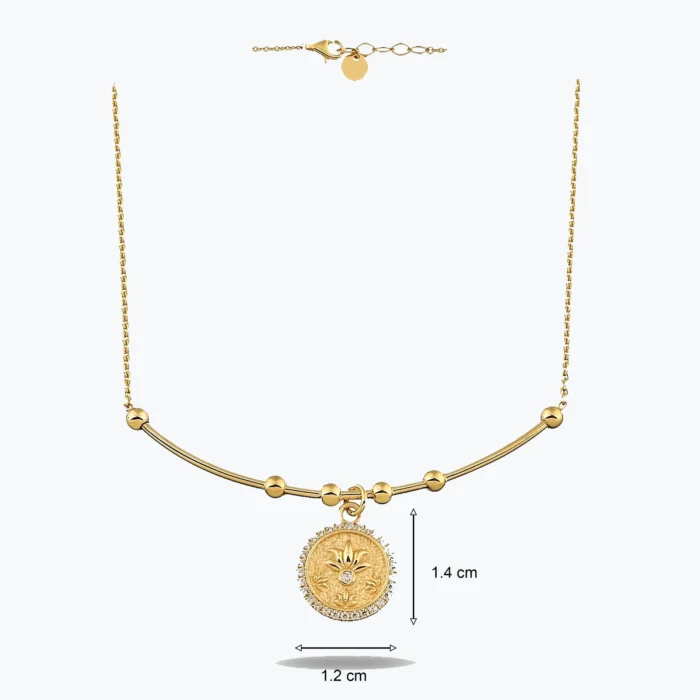 14 Ayar Altın, Sarı renk, 5.40 g özellikli Lotus Uç Tel Kolye farklı açıdan görünümü