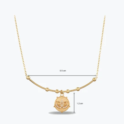 Lotus Uç Tel Kolye galeri görünümü – 14 Ayar Altın, Sarı renk, 5.31 g