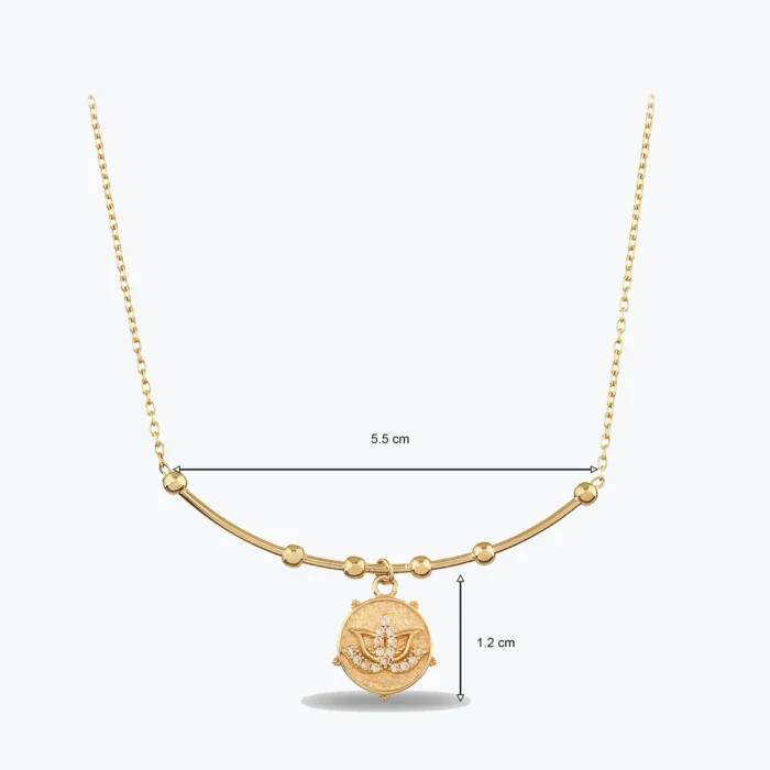 Lotus Uç Tel Kolye galeri görünümü – 14 Ayar Altın, Sarı renk, 5.31 g