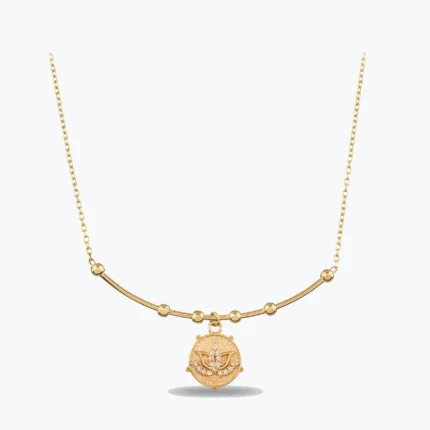 Lotus Uç Tel Kolye – 14 Ayar Altın, Sarı renk, 5.31 g