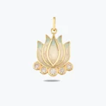 Mavi Lotus Kolye Charm, 14 Ayar Altın, Sarı renk, 3.08 g