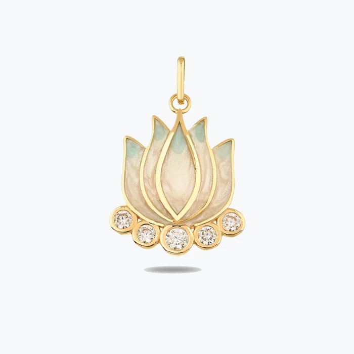 Mavi Lotus Kolye Charm 1 Mavi Lotus Kolye Charm, 14 Ayar Altın, Sarı renk, 3.08 g
