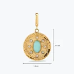 Mavi Madalyon Charm 3 Mavi Madalyon Charm yakın plan görünümü – 14 Ayar Altın, Sarı renk, 2.76 g