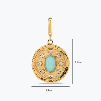 Mavi Madalyon Charm yakın plan görünümü – 14 Ayar Altın, Sarı renk, 2.76 g