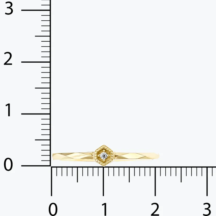 Minimal Altıgen Geometrik Kesim Yüzük, 14 Ayar Altın, Sarı renk, 0.95 g, galeri görünümü