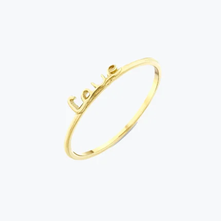 14 Ayar Altın, Sarı renk, 0.65 g özellikli Minimal Love Yazılı Yüzük
