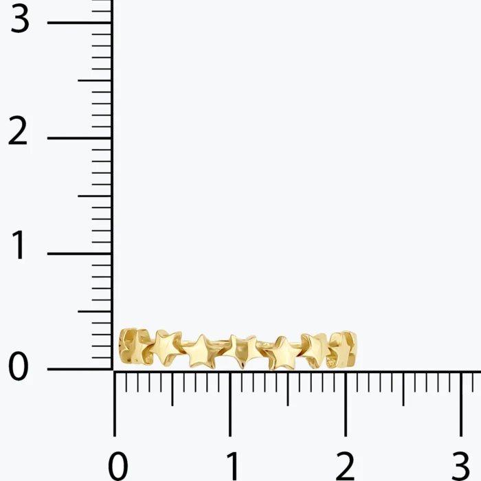 Minimal Sıra Yıldızlı Yüzük, 14 Ayar Altın, Sarı renk, 0.98 g, yakın plan görünümü