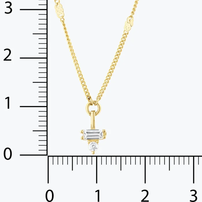 Minimal ve Baget Taşlı Aynalı Zincir Choker, 14 Ayar Altın, Sarı renk, 1.94 g, detay görünümü