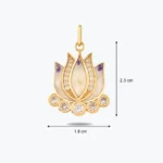 Mineli Mor Taşlı Lotus Çiçeği Charm kolye 3 Mineli Mor Taşlı Lotus Çiçeği Charm kolye farklı açıdan görünümü – 14 Ayar Altın, Sarı renk, 3.10 g