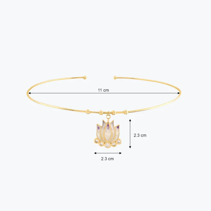 Mor Lotus Tel Choker, 14 Ayar Altın, Sarı renk, 8.71 g, detay görünümü