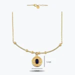Oval Lacivert Taşlı Madalyon Uç Tel Kolye 5 14 Ayar Altın, Sarı renk, 5.33 g özellikli Oval Lacivert Taşlı Madalyon Uç Tel Kolye galeri görünümü
