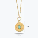 Oval Mavi Taşlı Asimetrik Madalyon Kolye 5 Oval Mavi Taşlı Asimetrik Madalyon Kolye galeri görünümü – 14 Ayar Altın, Sarı renk, 8.64 g