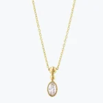 Oval Taşlı Toplu Kolye – 14 Ayar Altın, Sarı renk, 1.53 g