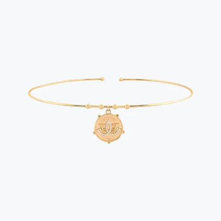 Parıltı Lotus Uç Tel Choker, 14 Ayar Altın, Sarı renk, 7.78 g