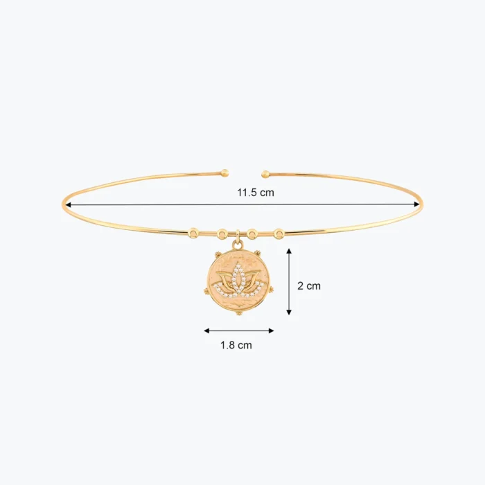 Parıltı Lotus Uç Tel Choker, 14 Ayar Altın, Sarı renk, 7.78 g, yakın plan görünümü