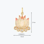 Pembe Mineli Taşlı Lotus Çiçeği Altın Charm 3 14 Ayar Altın, Sarı renk, 3.03 g özellikli Pembe Mineli Taşlı Lotus Çiçeği Altın Charm farklı açıdan görünümü