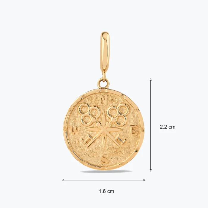 14 Ayar Altın, Sarı renk, 1.93 g özellikli Vintage Pusula charm farklı açıdan görünümü
