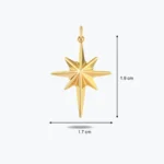 Taşsız Kutup Yıldızı Pusula Charm 3 14 Ayar Altın, Sarı renk, 1.44 g özellikli Taşsız Kutup Yıldızı Pusula Charm yakın plan görünümü