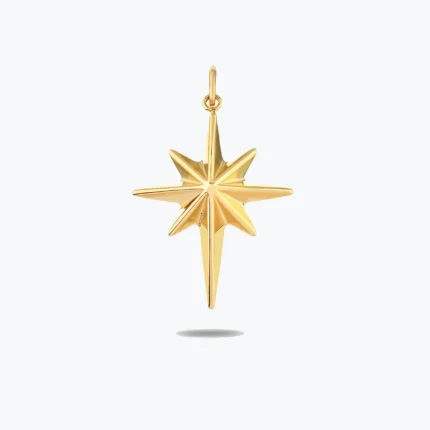 Taşsız Kutup Yıldızı Pusula Charm, 14 Ayar Altın, Sarı renk, 1.44 g