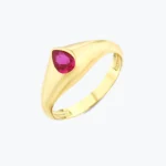14 Ayar Altın, Sarı renk, 2.64 g özellikli Ruby Damla Taşlı Modern Yüzük