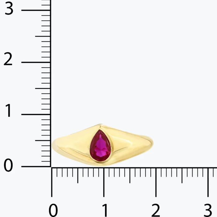 Ruby Damla Taşlı Modern Yüzük, 14 Ayar Altın, Sarı renk, 2.64 g, tasarım detay görünümü