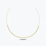 Yarım Top Detaylı İnce Zincirli Minimalist Dorika Kolye – 14 Ayar Altın, Sarı renk, 3.88 g
