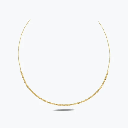 Yarım Top Detaylı İnce Zincirli Minimalist Dorika Kolye – 14 Ayar Altın, Sarı renk, 3.88 g