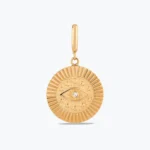 Taş Detay Göz Damga Charm, 14 Ayar Altın, Sarı renk, 3.19 g