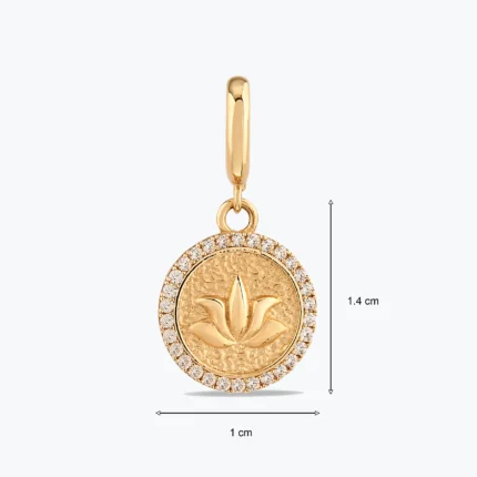 Taş Detay Lotus Charm, 14 Ayar Altın, Sarı renk, 1.76 g, tasarım detay görünümü