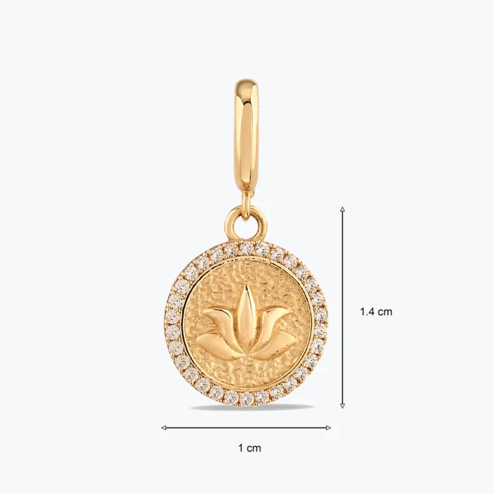 Taş Detay Lotus Charm, 14 Ayar Altın, Sarı renk, 1.76 g, tasarım detay görünümü