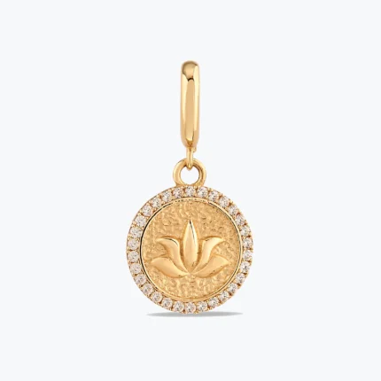 Taş Detay Lotus Charm – 14 Ayar Altın, Sarı renk, 1.76 g