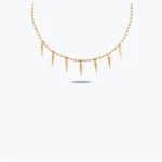 14 Ayar Altın, Sarı renk, 10 g özellikli Dorika Top Zincirli Çoklu Sivri Uç Altın Choker Kolye