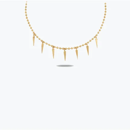 14 Ayar Altın, Sarı renk, 10 g özellikli Dorika Top Zincirli Çoklu Sivri Uç Altın Choker Kolye
